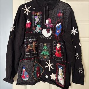 Festive Black Holiday Sweater